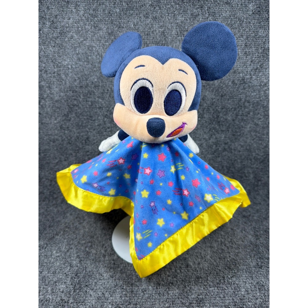 Disney Mickey Mouse Baby Security Blanket Lovey Blue Yellow Stars Just Play 12"